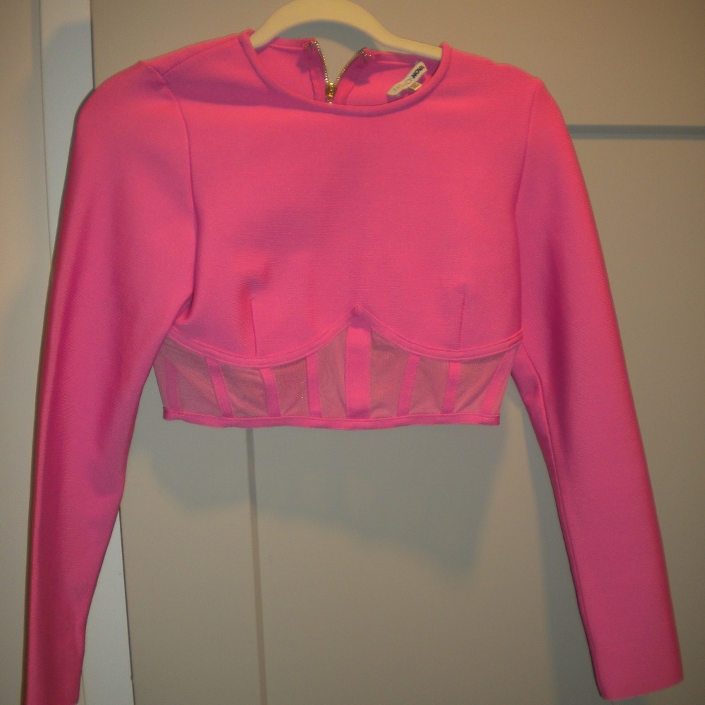 Fashion Nova Hot Pink Mesh Waist Two-Piece Skirt Set